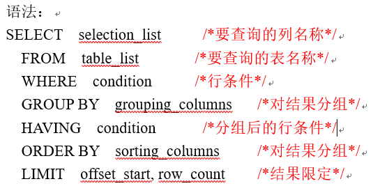 dql(data query language)数据